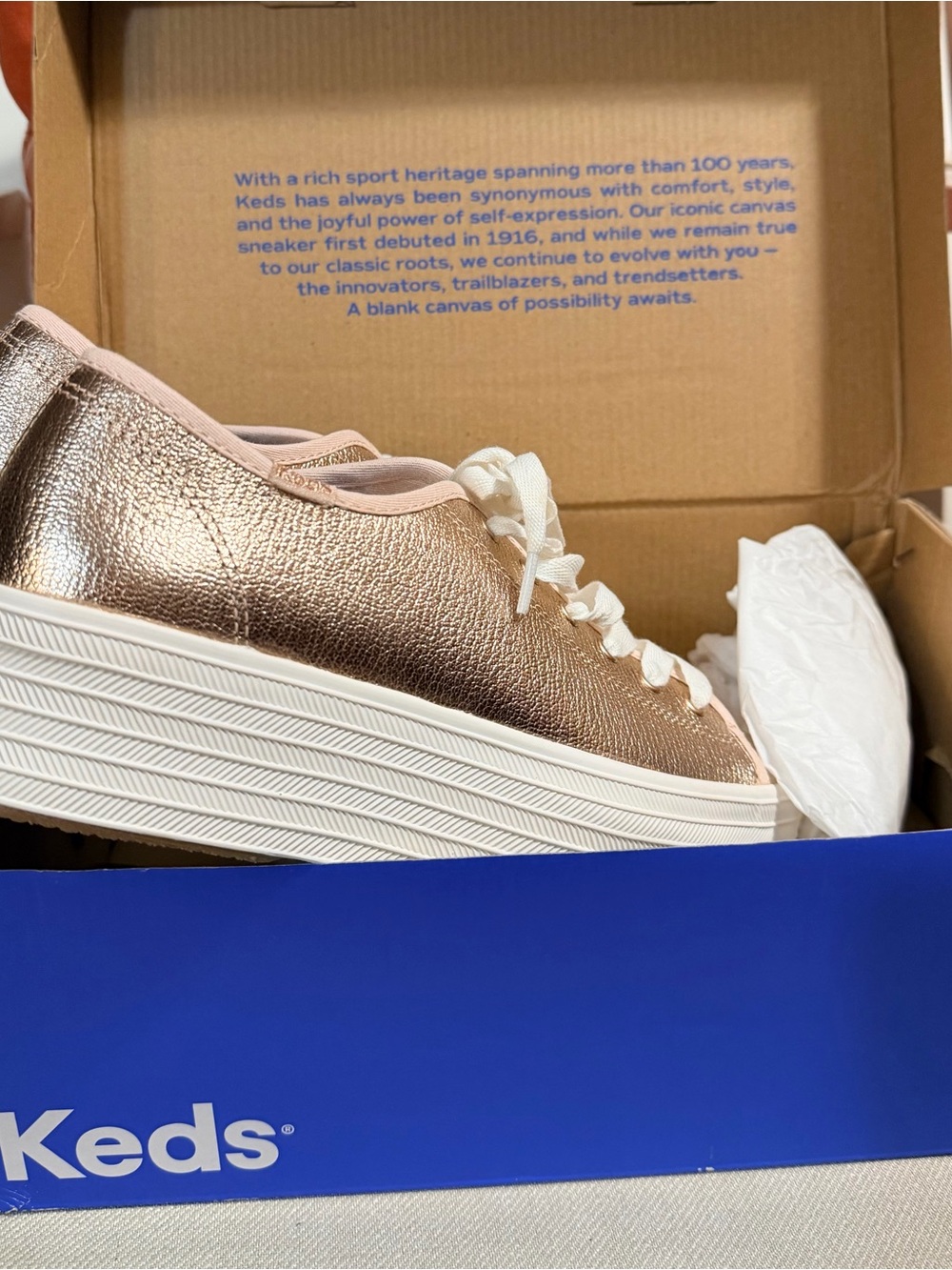 Keds Rose Gold Metallic Platform Lace-Up Sneaker